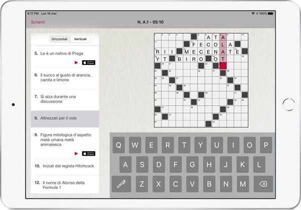 App cruciverba interfaccia per iPad