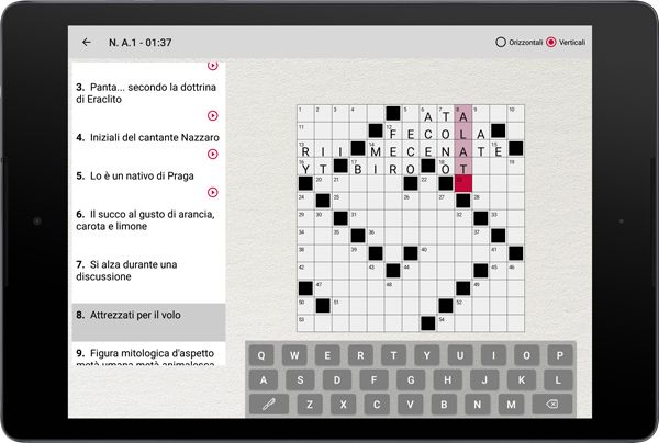 App cruciverba interfaccia per tablet Android