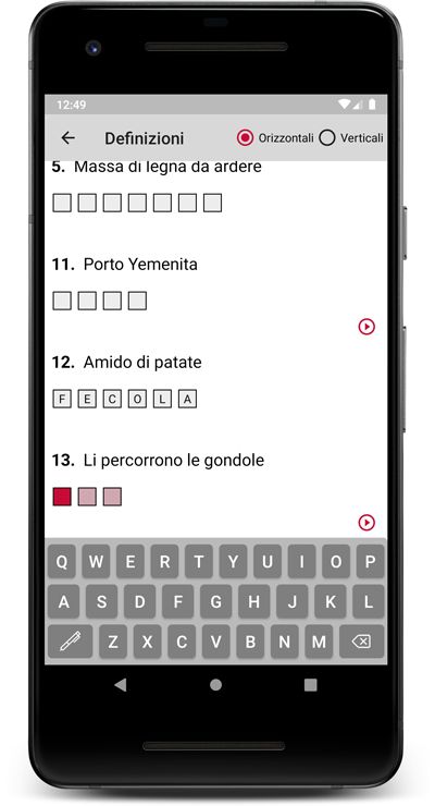 App cruciverba iPhone, iPad, Android - schermata speciale per smartphone