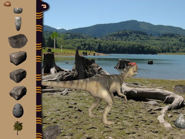 App 3D Stickers animati dinosauri: scelta oggetti 3D come pietre e piante