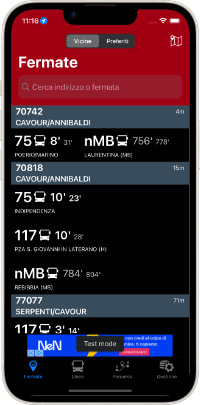 Bus Roma iOS fermate, orari autobus tema scuro